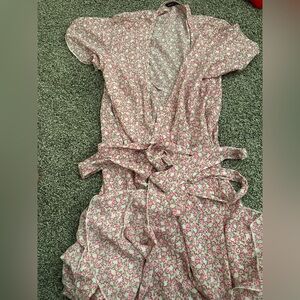 Floral Pink Wrap Dress